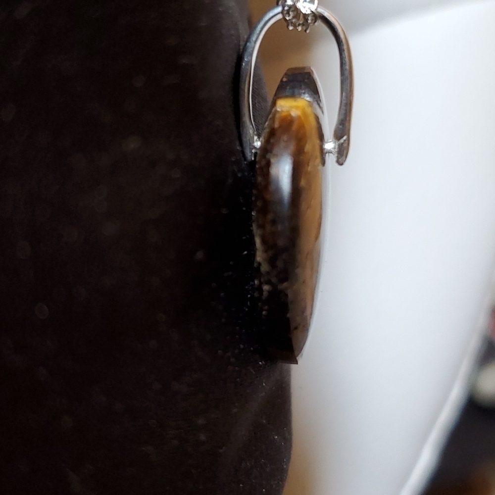 925 SS South African tiger eye heart necklace and stainless steel bracelet - Picture 3 of 10